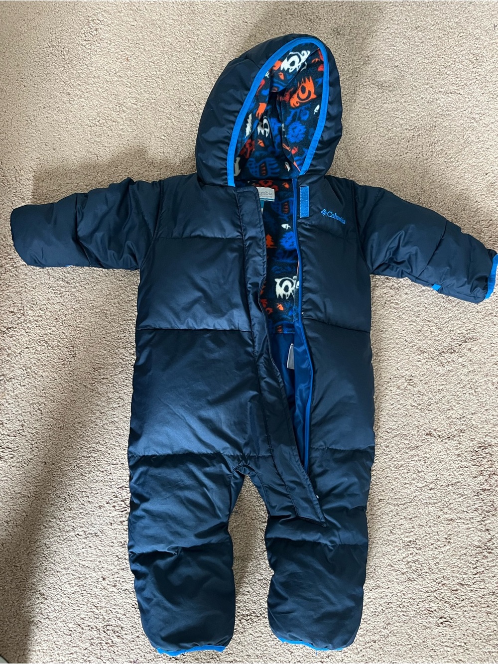 Columbia Navy Blue Infant Hooded One-Piece Bunting